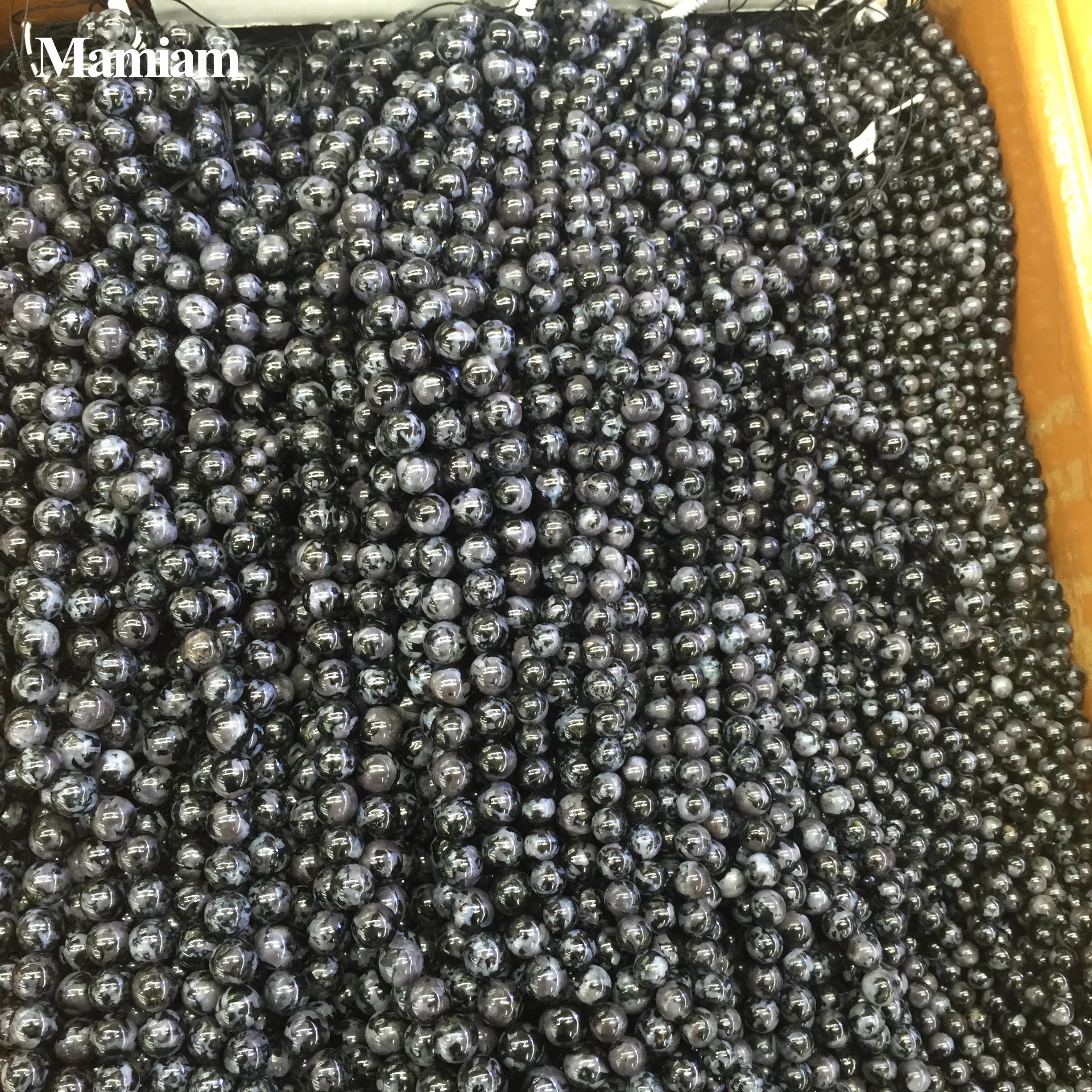 Фото Натуральные бисеры A Indigo Gabbro mamam, Гладкий Круглый камень, самодельный браслет, ожерелье, ювелирные изделия, дизайн драгоценных камней №3