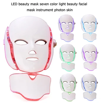 

7 Colors Light LED Facial Mask with Neck Skin Rejuvenation Face Anti Wrinkle Beauty Treatment Photon Therapy Spa Home