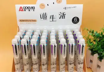 

6color cut weight cat multicolor ballpoint pen cartoon school stationery prize kawaii hand account pen office write pen 40pc/lot