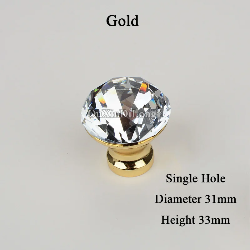 Gold Элегантные Роскошные 20 шт. Европейские хрустальные ручки для кухонного шкафа, дверные ручки для шкафа, ящика для шкафа вина, ручки и ручки - Цвет: Gold