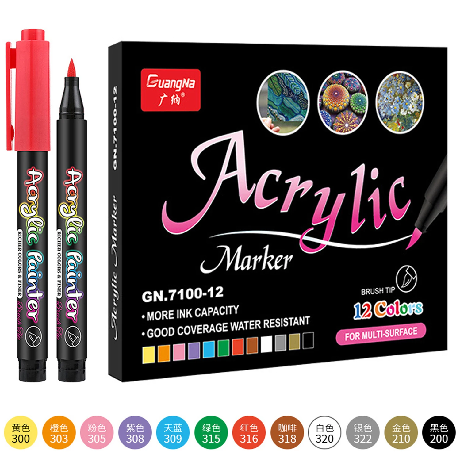 24 Colors Three Tips Paint Pens Paint Markers, Acrylic Markers Pens With  Fine Tip Medium Tip Chisel Tip, Acrylic Paint Pens for Rock Painting, Wood