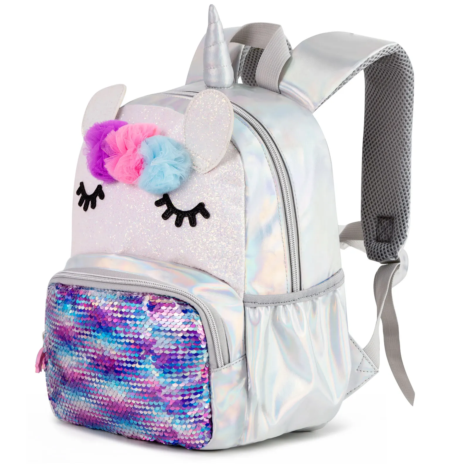 Holographic Unicorn Sequins School Backpack