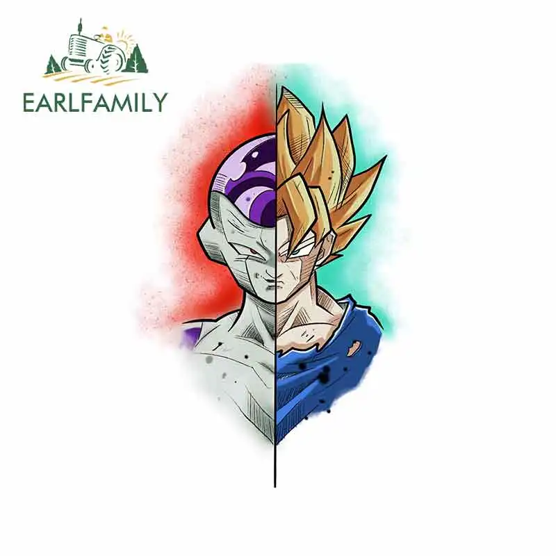 

EARLFAMILY 13cm x 9.2cm Fliesa and Goku Anime Cartoon Car Stickers and Decals Polyethylene JDM Oem Glue Sticker Waterproof