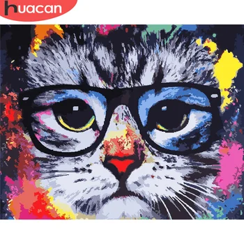 

HUACAN Coloring By Number Animal Kits DIY Painting By Numbers Cat Hand Painted Paintings Art Drawing On Canvas Gift Home Decor