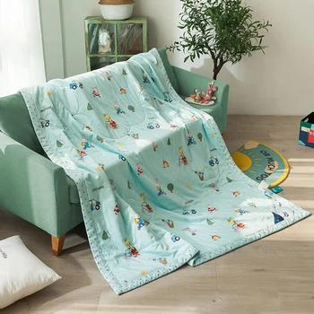 

Cartoon Animals Bed Quilts Silky Cotton Warm Washable Air Conditioning Duvet Travel Nap Blanket Bedspread Children Summer Quilt