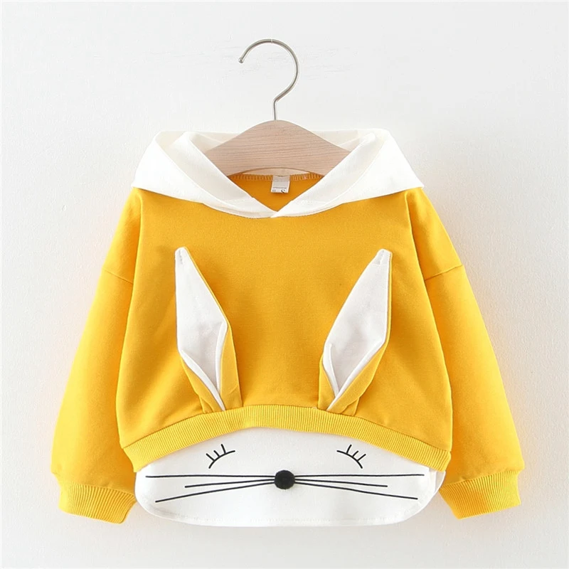 

2019 Autumn Hoodies Sweatshirts For Baby Boys Girls Infants Kids Children Cartoon Rabbit Ear Hooded Casual Outwear Tops S9561