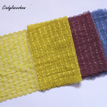 

2 Yards 21.5 cm Wide Stretch Lace Trim Bra Clothing Accessories Lingerie Sewing Applique Elastic French Lace Fabrics Blue Green
