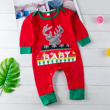 

Newborn Baby Girls Cotton long sleeve Romper christmas Jumpsuit reindeer Overall