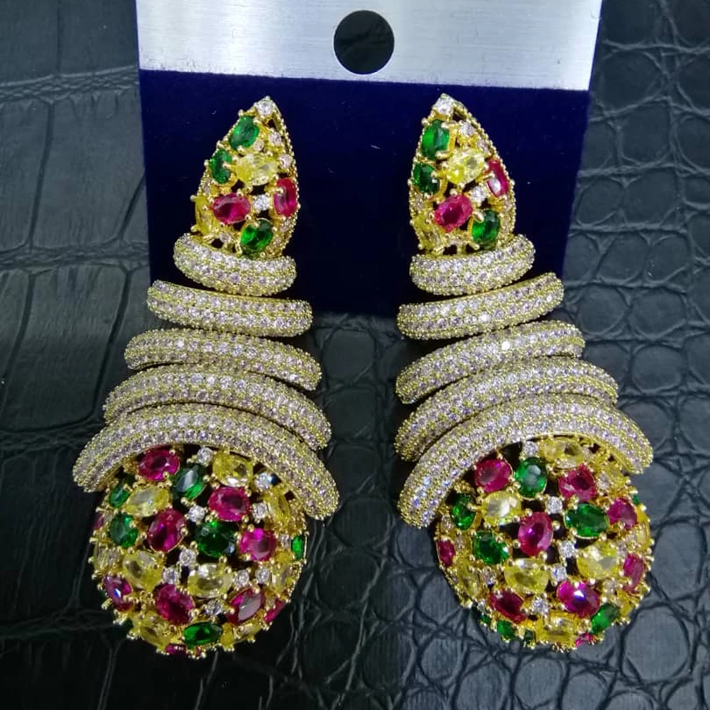 GODKI Свадебные дубайские серьги сережки женские роскошные кубические циркониевые круглые массивные большие серьги-кольца для женщин