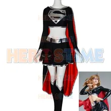 Черный костюм Супергерл Спандекс печатный DC Comics суперзлодей костюм Хэллоуин женский костюм на заказ