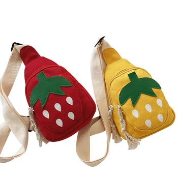 

2020 NEW Children's Strawberry Canvas Breast Bag Fashion Crossbody Sling Bag Travel Hiking Daypack for Boys Girls