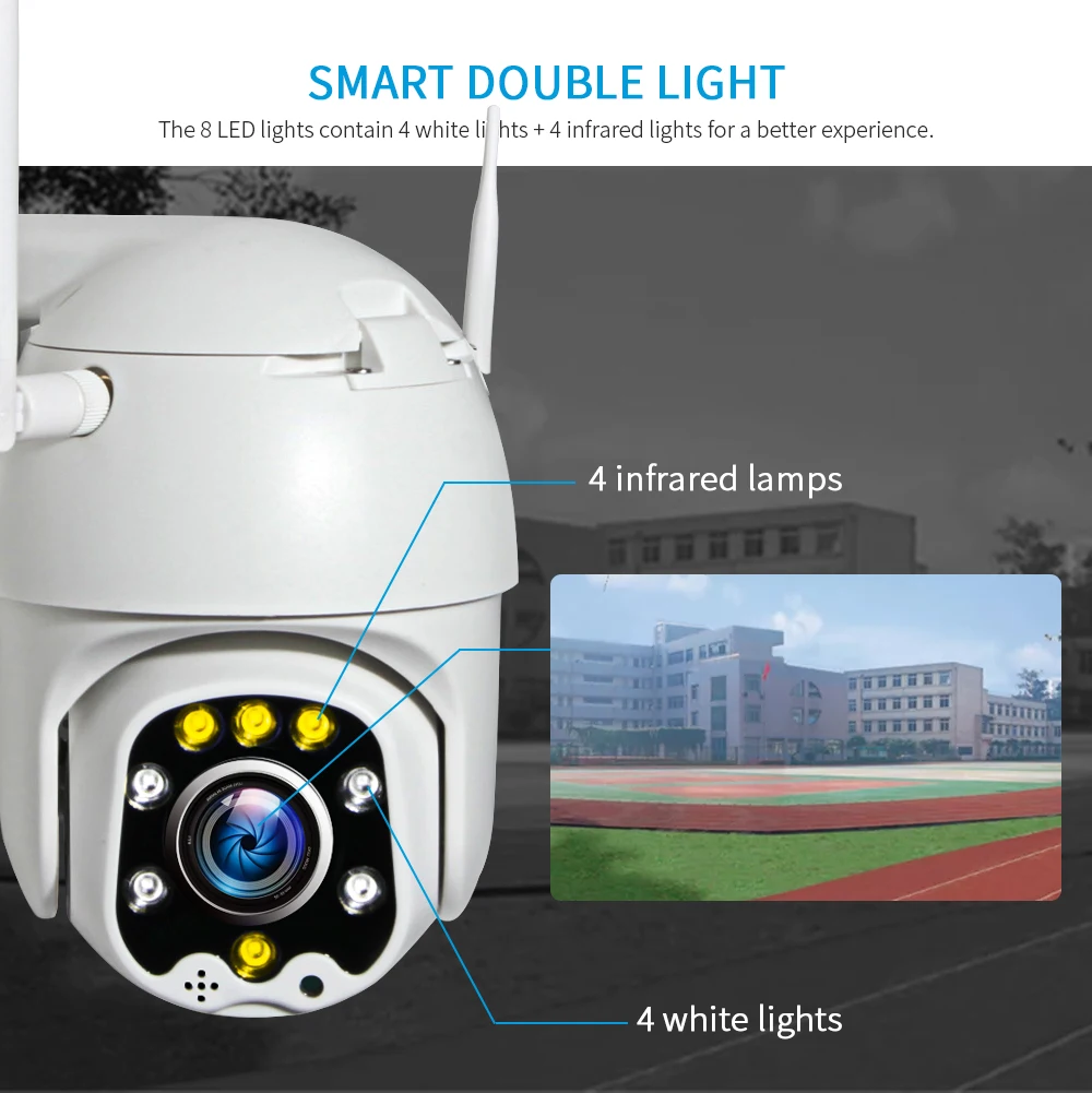 

INQMEGA 5MP Super HD PTZ IP Camera Outdoor Waterproof Full Color Night Vision Audible alarm Two Way Audio Home Security Cameras