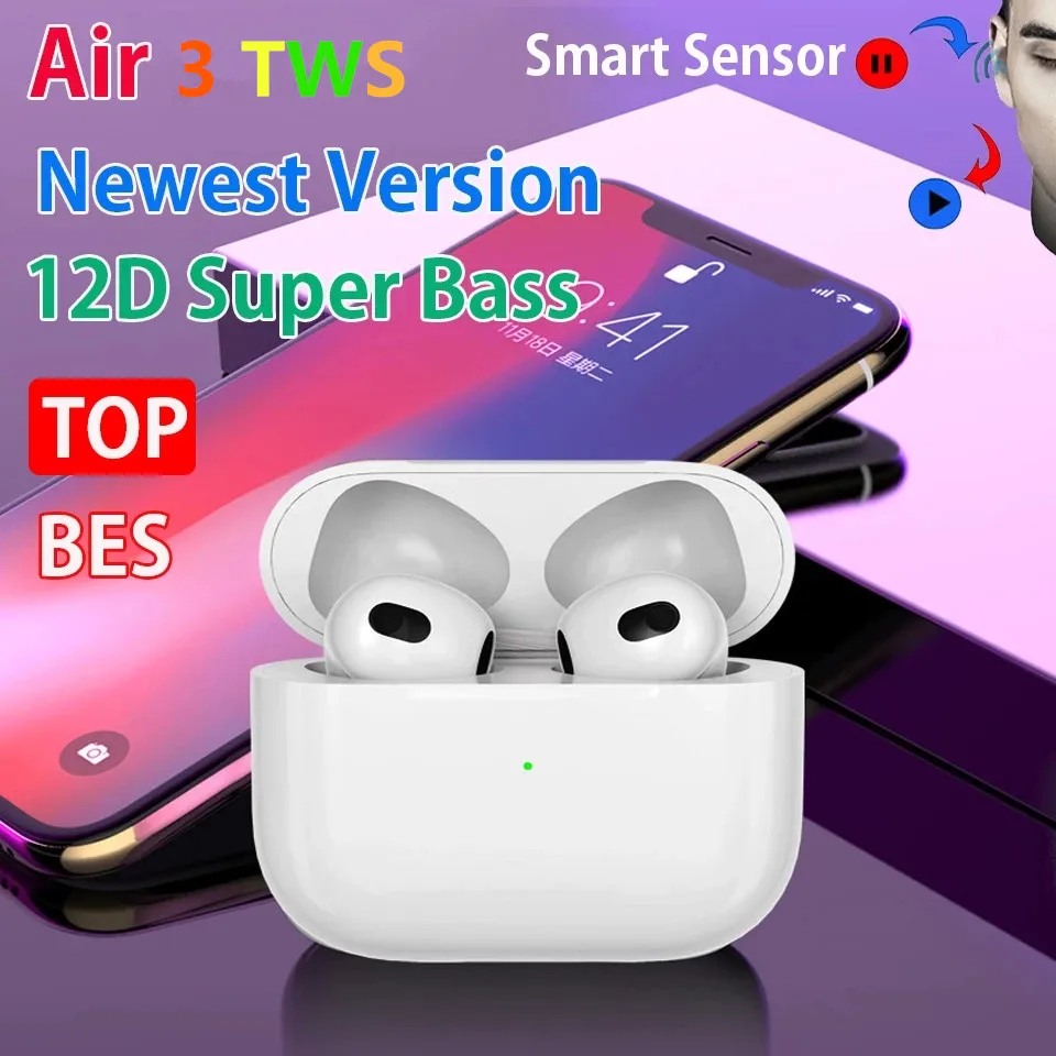 Беспроводная Bluetooth-гарнитура для airpods TWS 1:1 Pods 3 наушники с сенсорным управлением