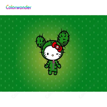 

Cactus Cat Green Baby Shower Photography Background Children Birthday Party Backdrop For Photo Studio 7x5FT Vinyl Photo Booth