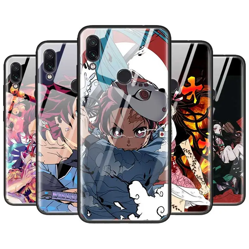 

Anime Demon Slayer Kimetsu no Yaiba Tempered Glass Cover For Xiaomi Redmi 7 Note6 Note7 K20 K20Pro Silicone Phone Case Accessory