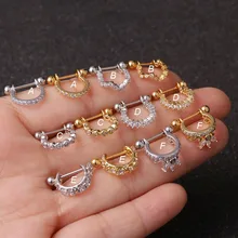 1 шт. 20 г(0,8 мм) стальной медный штанга с Cz обруч хрящевой пирсинг Helix Daith Rook Lobe серьги украшения для ушного пирсинга