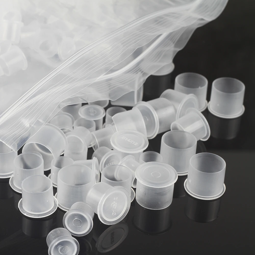 Одноразовые полупрозрачные чашки для чернил татуировок 100 шт. микроблейдинга