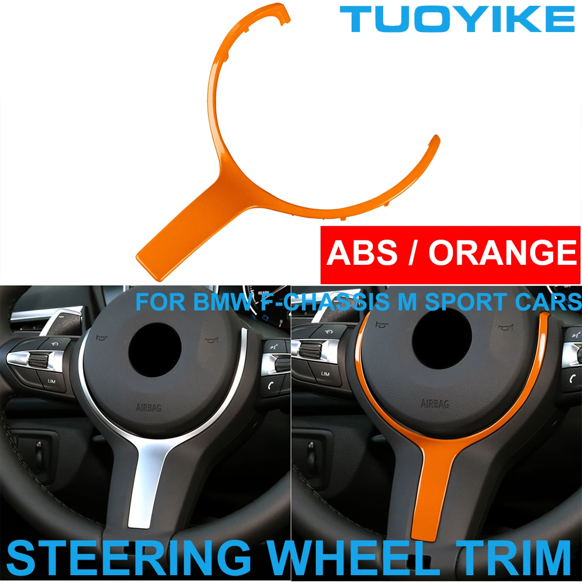 

Car Steering Wheel Trim ABS Orange Color-Coated Alcantara For BMW M Sport F20 F22 F30 F31 F32 F36 F10M F06 F12 X5 F15 X6 F16