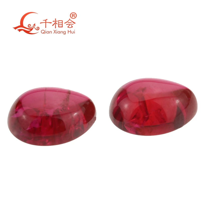 pear shape flat back cabochon red ruby  including minor cracks and inclusions corundum loose gem stone