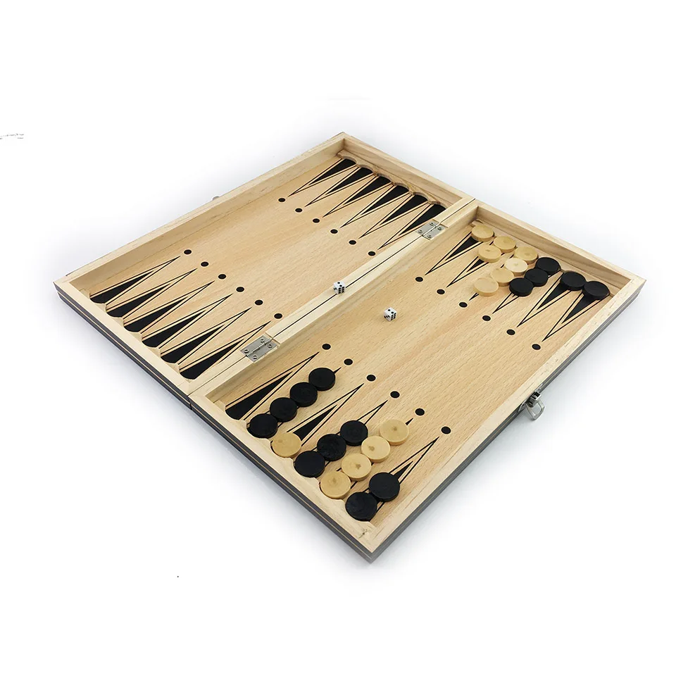 Chesse International Chess Game Super Checkers 3 in 1 Chess Wooden Travel Set Folding Chessboard Backgammon