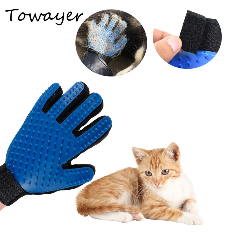 Pet Dog Cat Grooming Cleaning Brush Gloves Effective Deshedding Back Massage Animal Bathing Hair Removal Gloves Dog Combs