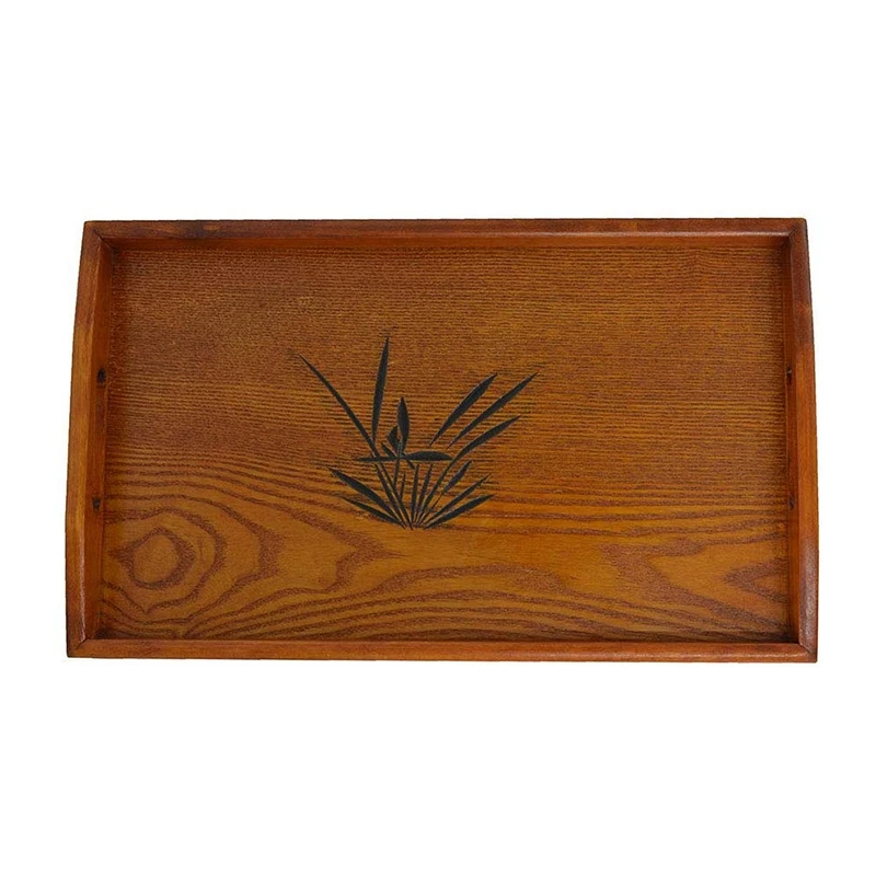 Wood Serving Tray with Handles 17.3 Inch X 11 Inch Tea Tray Decorative Tray Wooden Ottoman Tray