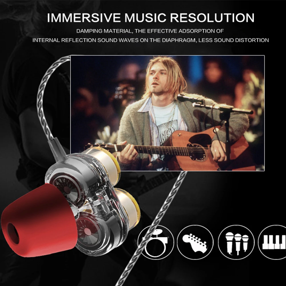 Натуральная QKZ KD7 наушники двойной драйвер спортивные с микрофоном ушной крючок 3