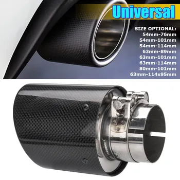 

Universal 2'' 2.5'' 3'' Glossy Black Round Edge Carbon Fiber Car Exhaust Tip Pipe Muffler Multiple Sizes Car Styling Accessories