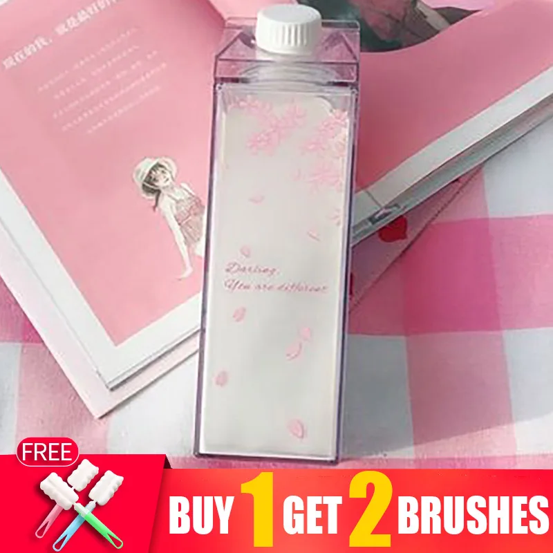 Milk Lemon Water Bottle Drinkware Shaker Sports Square Juice Outdoor Climbing Camping Travel 1000ml 500ml
