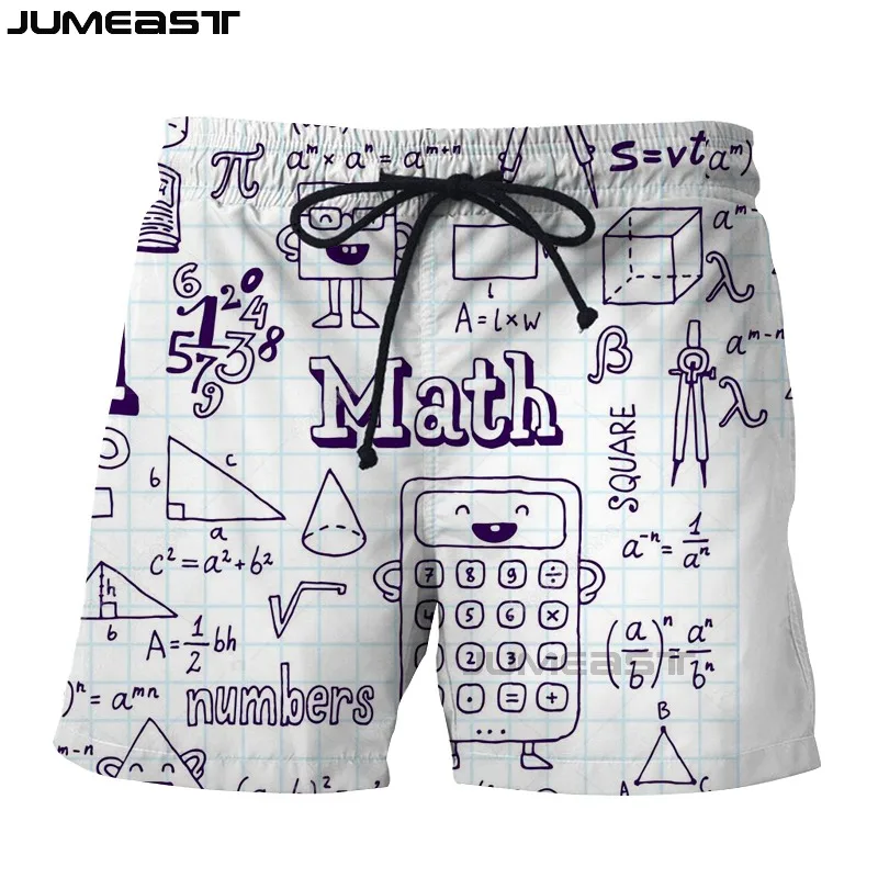 Бренд Jumeast мужские/женские шорты с 3D принтом математической формулы, новые быстросохнущие пляжные повседневные спортивные штаны, короткие штаны - Цвет: 06