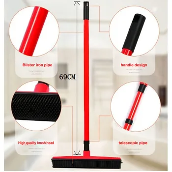 

Long Push Hand-free Washing Mop TPR Carpet Hair Removal Broom Wooden Floor Ceramic Tile Household Mop Scrape Dust Window Cleaner
