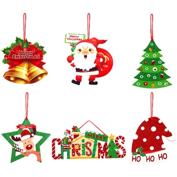 

6Pcs Door Hanging Board Hanging Tag Santa Pendant Foam Hanging Tag Xmas Pendant For Door Party Wall