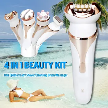

4 In1 Rechargeable Facial Hair Remover Epilator Shaver Face Clean Brush Massager for women Female Care Gift