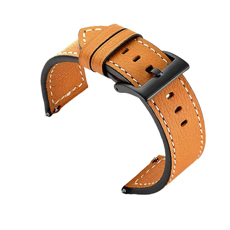 22 мм ремешок для часов из натуральной кожи для samsung Galaxy Watch 46 мм gear S3 Classic/Frontier Ремешки для наручных часов для huawei Watch GT 2 - Цвет ремешка: Light Brown