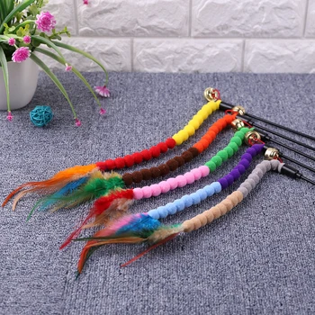 

Kitten Teaser Rod Toy Cat Teasing Stick Colorful Feather Wand Funny Kitten Playing Training Funny Chewing Pet Supplies