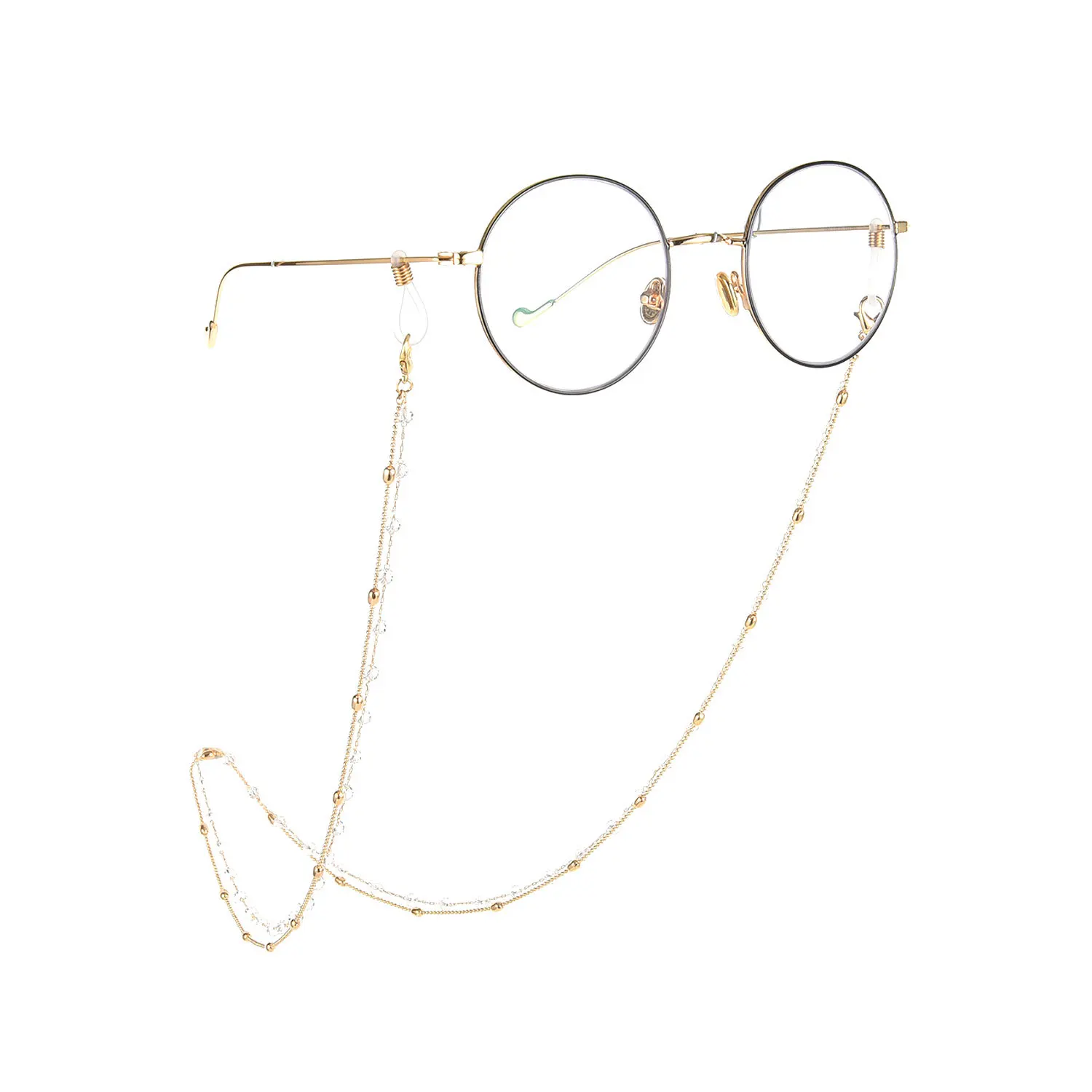 

Europe And America Accessories Simple Elegant Spectacle Frame Accessories Double Layer tong zhu lian Glass Rhinestone Glasses Ch