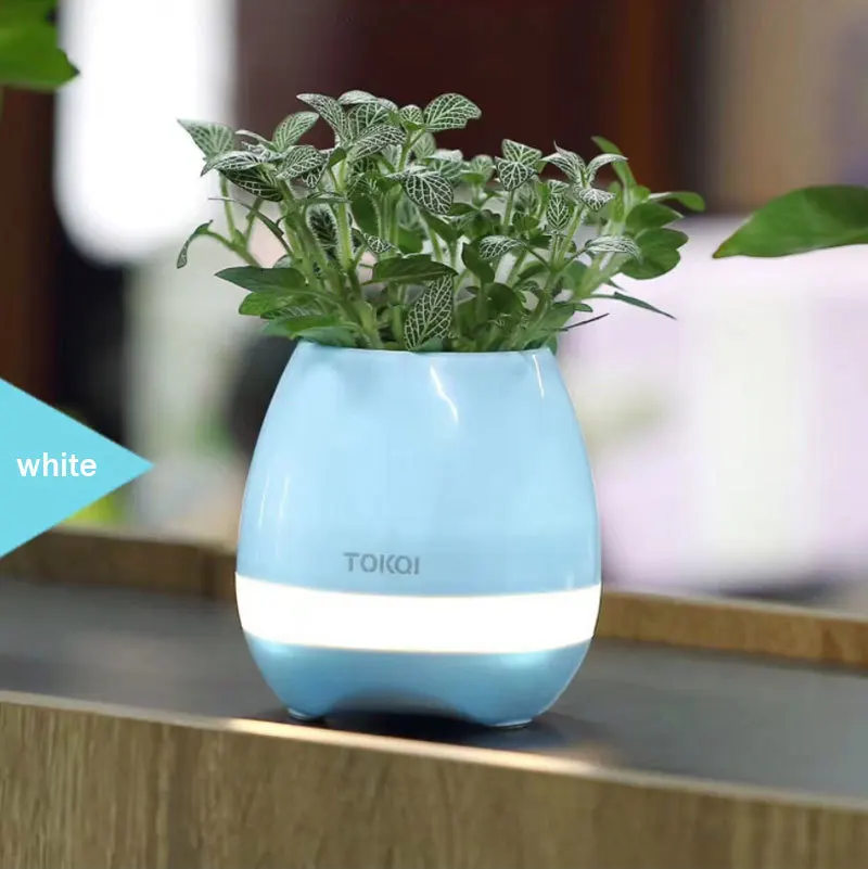 Bluetooth Audio Smart Flower Pot Touch Plant Music Potted LED Lights Plastic Vase Home Decoration Accessories Children's Toys