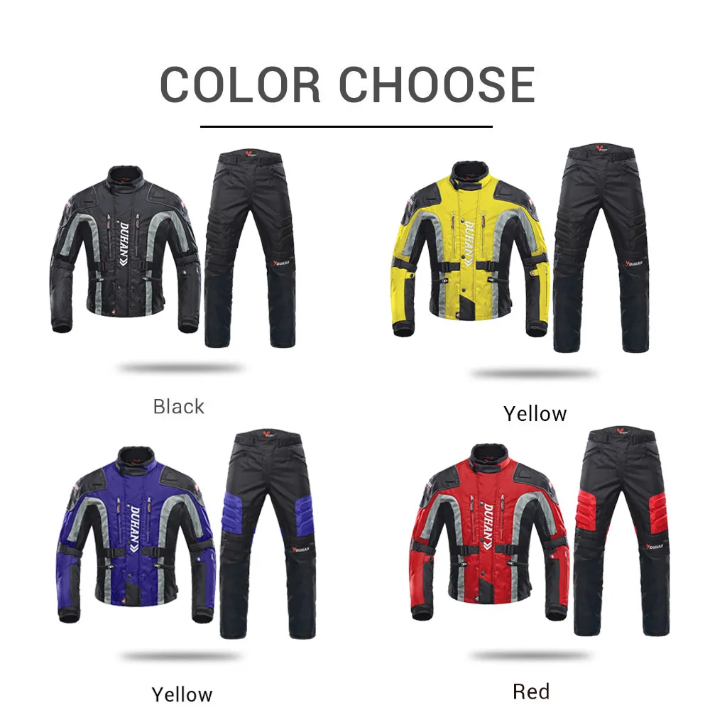 DUHAN Motorcycle Jacket Kits Windproof Protective Gear Jacket + Pants Set Hip Protector Riding Suit Motorcycle Pants Moto