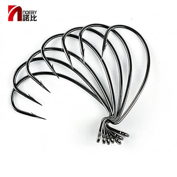

NOEBY Fishing tackle worm Hook Barbed Crank for Soft lure Tackle High-carbon Steel black color Jig Big Fish Hook Bass tools