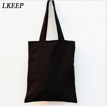 

Large Black Canvas Tote Bag Reusable Shopping Bag Foldable Folding Fabric Cloth Cotton Eco Grocery Bags Durable Handbag