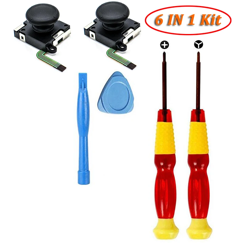 6 IN 1 Kit B 3D Аналоговый джойстик для Kind Switch NS Joy Con Joystic сенсор модуль инструмент для ремонта JoyCon Замена - Цвет: 6 IN 1 Kit B