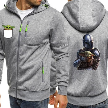 

Streetwear Men Mandalorian Zipper Hoodies Spring Winter New 2020 Casual Hip Hop Jacket Baby Yoda Funny Print Hooded