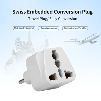 

High Quality Swiss Embedded Conversion Plug 3-hole Adaptor Plug Swiss Plug to Universal Socket Travel Plug Adapter White