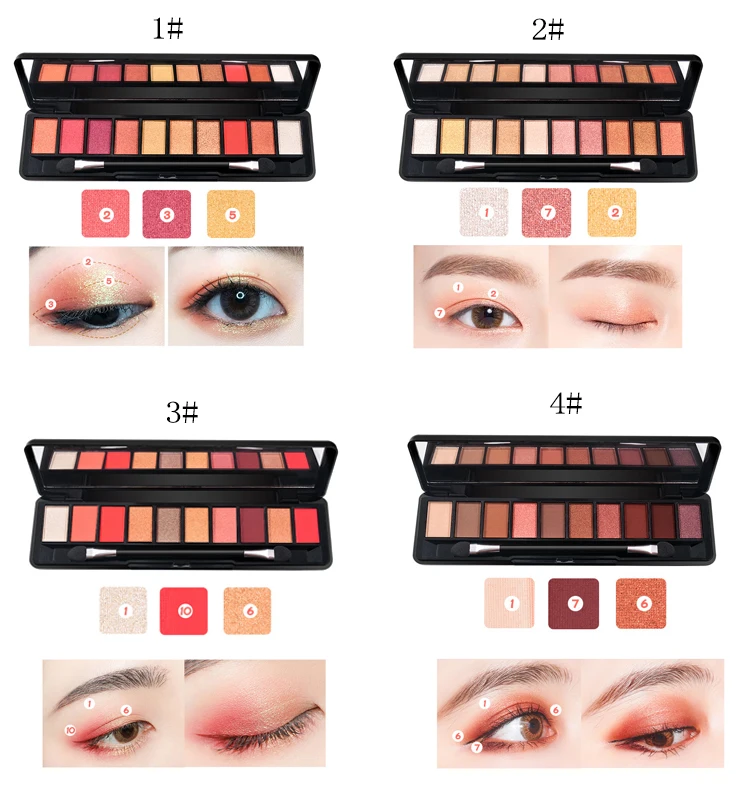 Hot selling makeup 10 color eyeshadow palette  private label OEM Shimmer Matte eyeshadow palette
