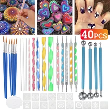 33 pçs mandala conjunto de ferramentas pontilhar para pintura pedras cerâmica multifunções portátil ponto gravação kit conjunto ferramentas handwork decoração