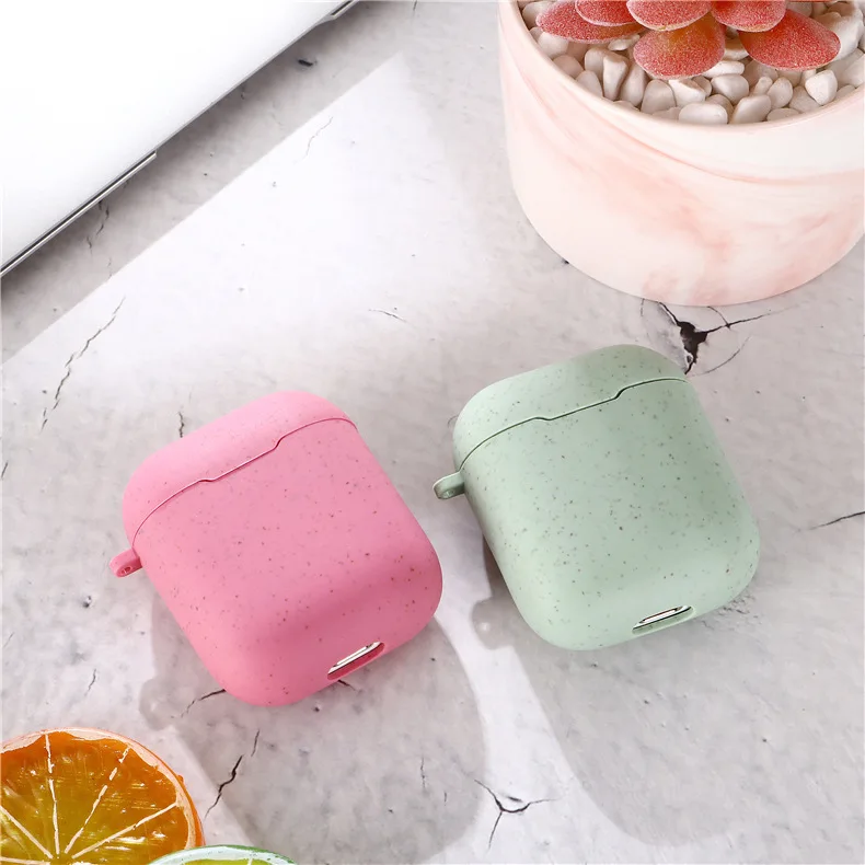 

2020 Degradable Wheat Straw Case Cover for Airpods 1 2 Protective Cover Case for Apple Airpods Wireless Bluetooth Headset Cases