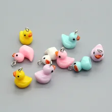 

10pcs Cute Mixed Color Resin Yellow Duck Earring Charms DIY Animal Pendant For Necklace Keychains Hand Jewelry Accessory