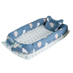 Популярная портативная детская кровать с подушкой, детский шезлонг для новорожденной кроватки, дышащее гнездо для сна с подушкой