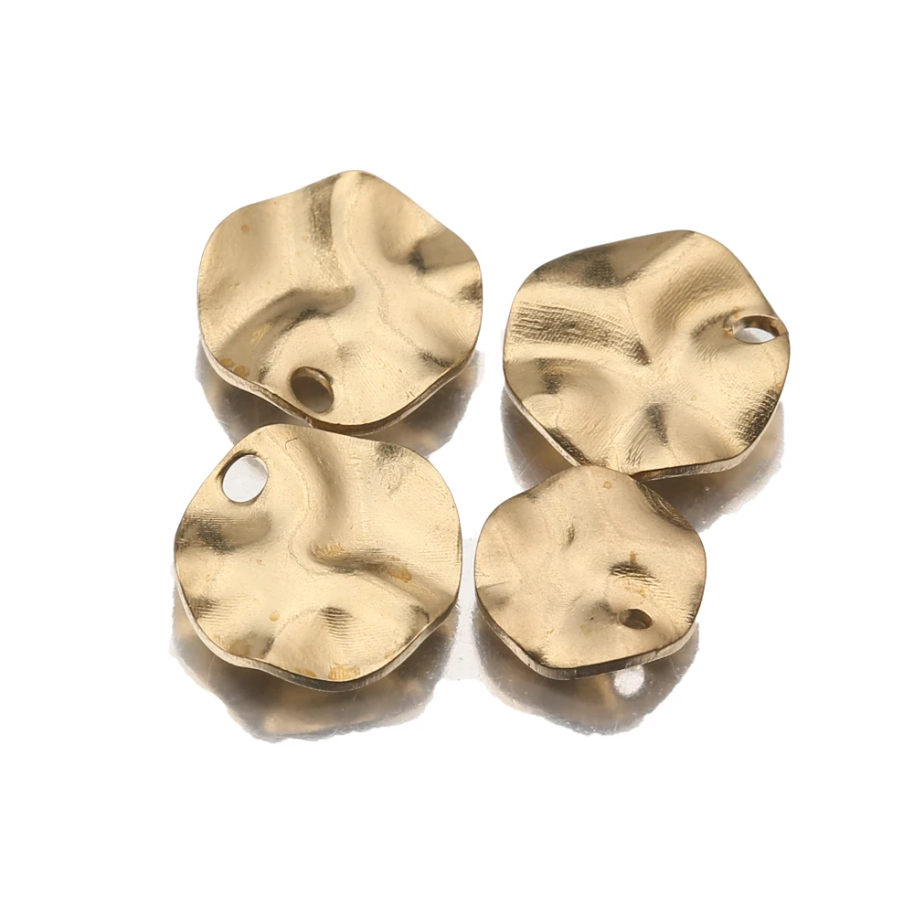 50Pcs/Lot Raw Brass Trinkets Distorted Round Coin Charms for