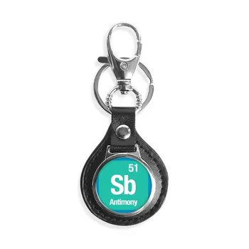 

Sb Antimony Chemical Element chem Leather Metal Key Chain Ring Car Keychain Gift